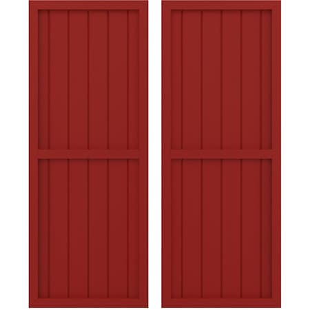 Ekena Millwork Americraft 6-Board Exterior Wood 2 Equal Panel Framed Board-n-Batten Shutters, ARW101BF621X82BRH, PR ARW101BF621X82BRH